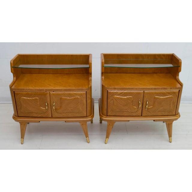 1950s Mid-Century Modern Nightstands in Ashwood, Italy, 1950s, Set of 2 For Sale - Image 5 of 12