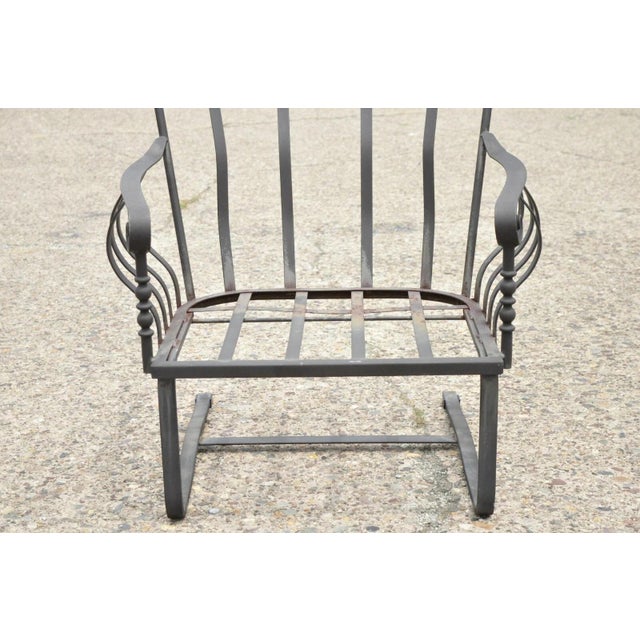 Meadowcraft Meadowcraft Athens Deep Seating Wrought Iron High Back Spring Patio Lounge Chair For Sale - Image 4 of 12