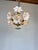 Vintage Murano Style White Floral Globe Chandelier - Brass Finish For Sale - Image 14 of 15