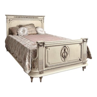 Antique Italian Neoclassical Painted Queen Bed For Sale