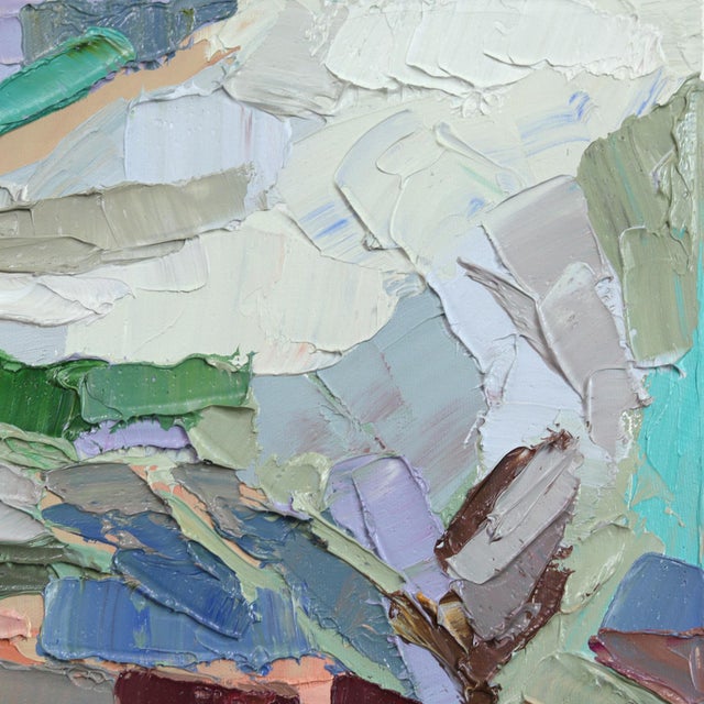 Abstract That House - Abstract Color Drenched Landscape Textural Impasto Oil Painting Original Artwork by Dana Cowie For Sale - Image 3 of 9