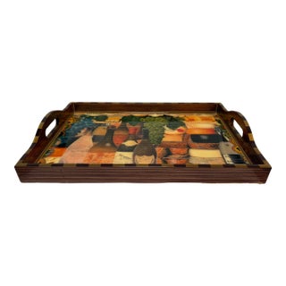 Annie Modica Wine + Cheese Lacquered Tray, Signed For Sale