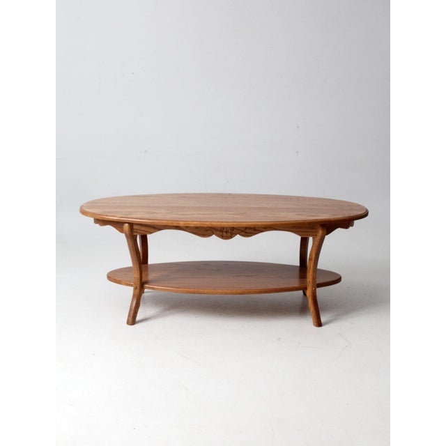 Farmhouse Vintage Oak Coffee Table For Sale - Image 3 of 12