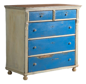 Antique Painted Chest of Drawers in Pine, Central Europe, 1890