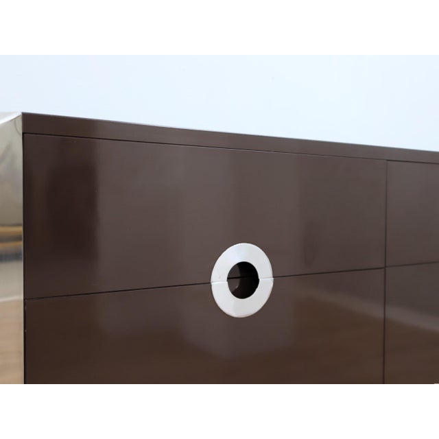 Wood Small Dark Brown Laminate & Chrome Sideboard from Mario Sabot, 1970s For Sale - Image 7 of 15