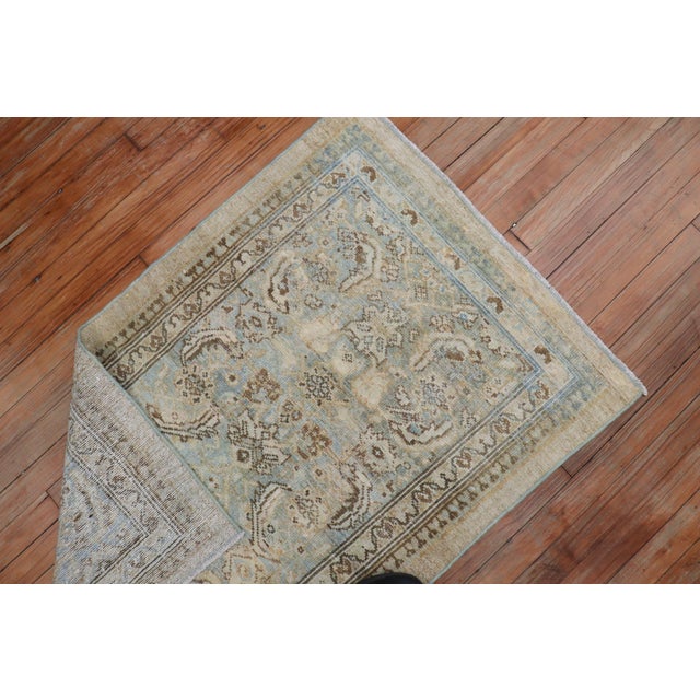 Early 20th Century Antique Zabihi Collection Camel Powder Blue Persian Serab Small Rug - 2'7" x 4'1" For Sale - Image 5 of 7