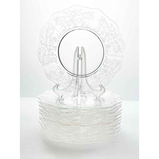 Cambridge “Chantilly” Set of 12 Glass Etched Salad or Luncheon Plates 8” Good vintage condition. No chips, cracks, or...