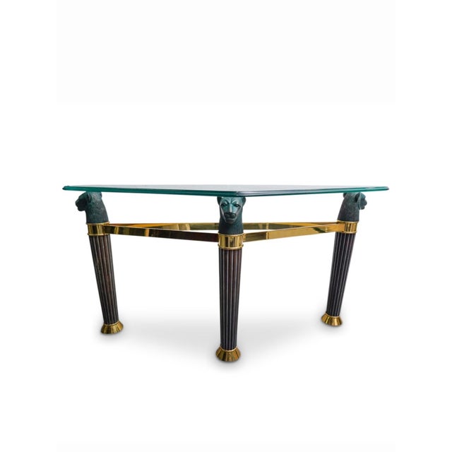 1980’s Art Deco Style Bronze and Brass Panther Head Accent Table, Made in Italy For Sale - Image 12 of 12