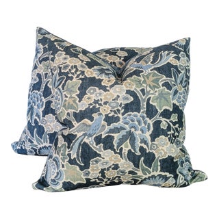 Lee Jofa Posy Pillows in Denim/Slate - Pair For Sale