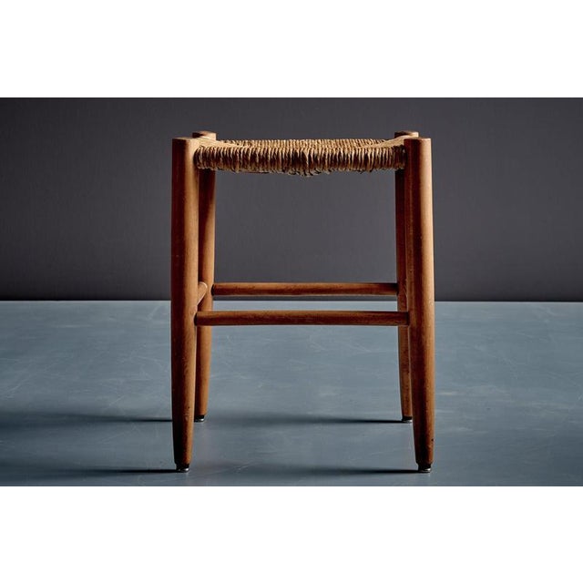 Beechwood Stools with Woven Rush Seats, France, 1950s, Set of 2 For Sale - Image 6 of 14