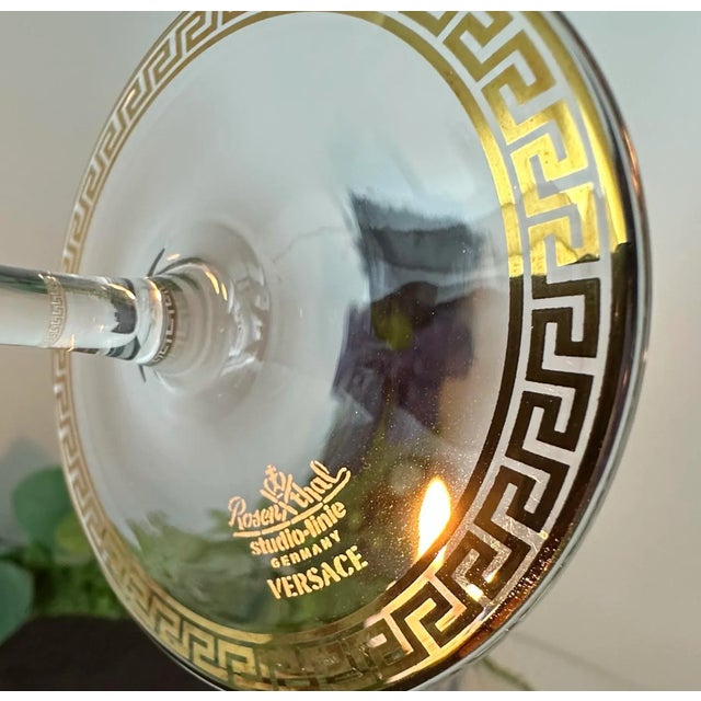Glass Rosenthal Versace Medusa d'Or Vintage White Wine Glass For Sale - Image 7 of 12