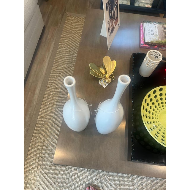 GLobal Views Set of 2 White Ceramic Juggler Vases