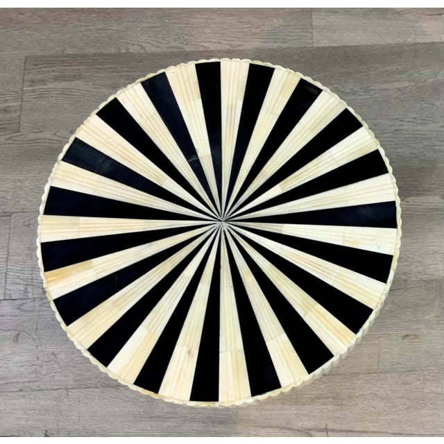 Stylish Currey & Co. Modern Faux Bone Accents Table, black cylinder middles, showroom floor sample