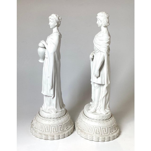 Ceramic Parian Porcelain Neoclassical Statues - A Pair For Sale - Image 7 of 12