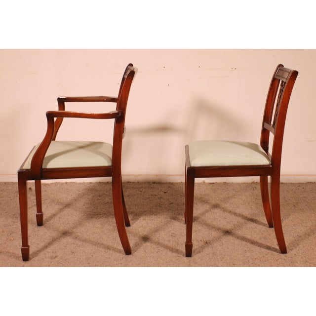 Hepplewhite Style Chairs and Armchairs in Mahogany, 1890s, Set of 12 For Sale - Image 12 of 13