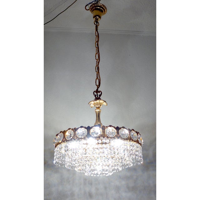 Brass and Lead Crystal Chandelier from Schröder & Co., 1970s For Sale - Image 6 of 12