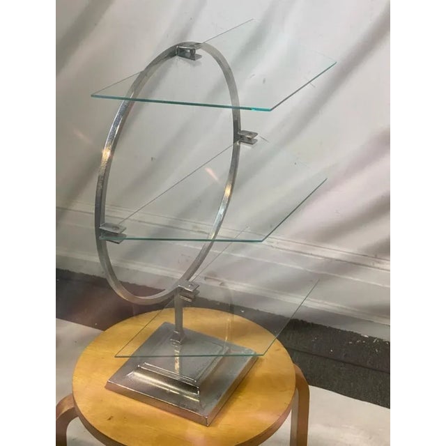 Art Deco 1930s Art Deco Modernist Chrome & Glass Display Shelf For Sale - Image 3 of 9