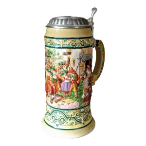 Vintage Lidded Edition Domex German Beer Mug With Pewter Top