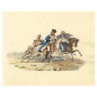 Flight of Bonaparte from the Battle of Krasnoi, 19th Century, Watercolour For Sale