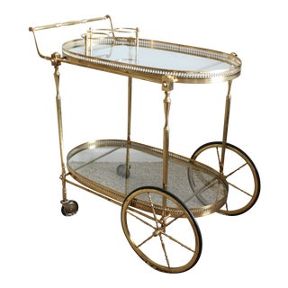 Vintage Maitland-Smith Style Brass Tea Cart For Sale