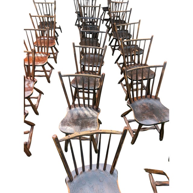 Vintage Hunt Country Furniture Handcrafted Spindle-Back Dining Chairs - Set of 56 For Sale - Image 14 of 18
