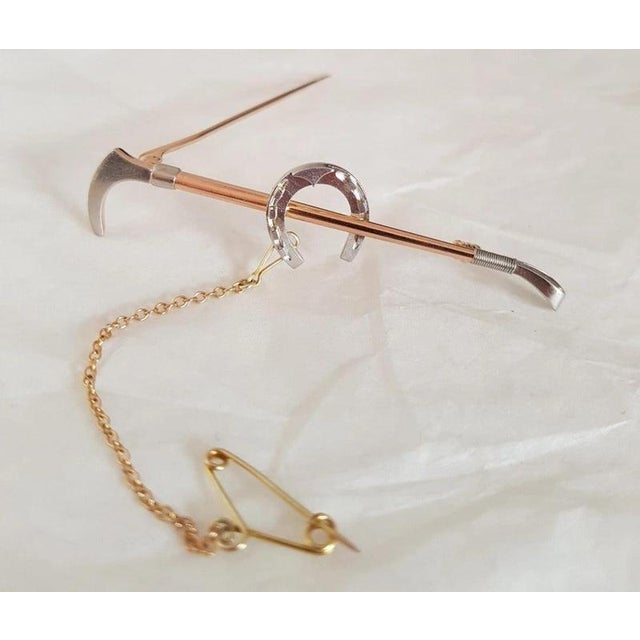 Antique Edwardian 15ct Rose Gold and Platinum Horseshoe Brooch, 1905 For Sale - Image 9 of 10