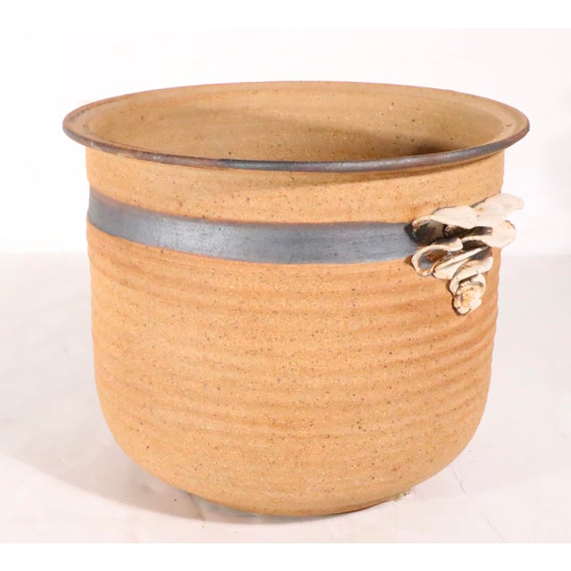 1970's Studio Made Art Pottery Stoneware Planter With Fungus Growth Decoration For Sale - Image 10 of 15