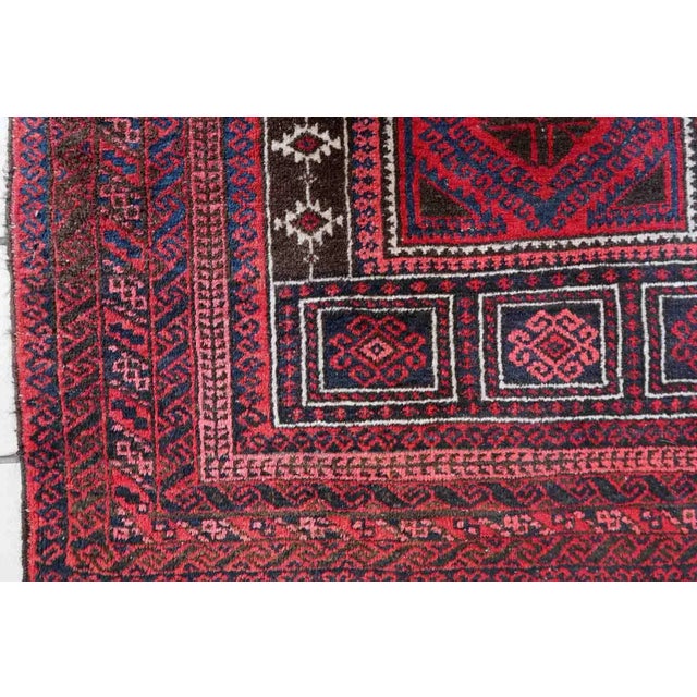 1940s Handmade Vintage Afghan Baluch Prayer Rug 3' X 4.9' For Sale In New York - Image 6 of 11