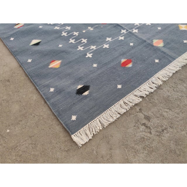 Not Yet Made - Made To Order Handmade Cotton Vegetable Dyed Reversible Gray Shooting Star Rug - 6'x9' For Sale - Image 5 of 11