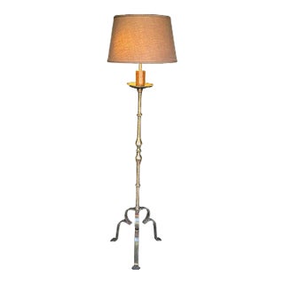 Spanish Iron Floor Lamp on an Elevated Tripod Base For Sale
