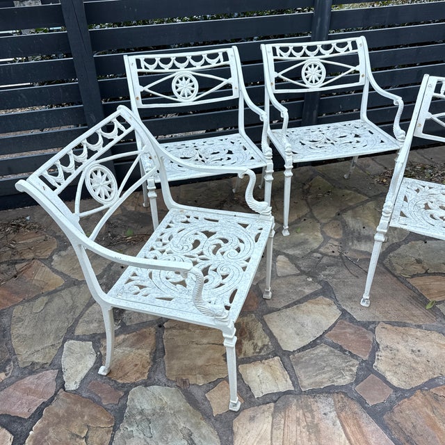 1970s Vintage Molla Metal Garden Dolphin Arm Chairs, 4 Pieces, Attributed For Sale - Image 5 of 12