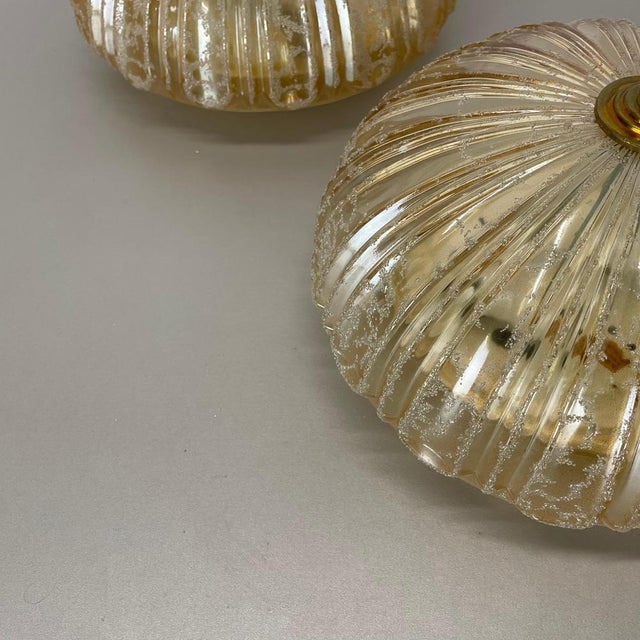 German Textured Amber Glass Wall Lights, 1970s, Set of 2 For Sale - Image 6 of 18