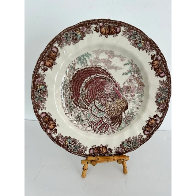 Traditional Vintage Turkey Thanksgiving Plate Autumn Monarch Johnson Bros For Sale - Image 3 of 7