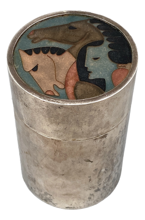 Art Deco Cylindrical Cigarette Case in 835 Silver, 1920s