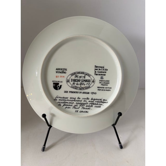 Art Deco Limoges D’Arceau “Les Femmes Du Siècle 1910” Paul Poiret Fashion Plate – French Art Deco Style Wall Decor 8.25” For Sale - Image 3 of 7