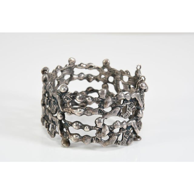Mid-Century Modernist Brutalist 835 Silver Bracelet by Pegria in the style of Guy Vidal, Italy, 1960s For Sale - Image 10 of 10