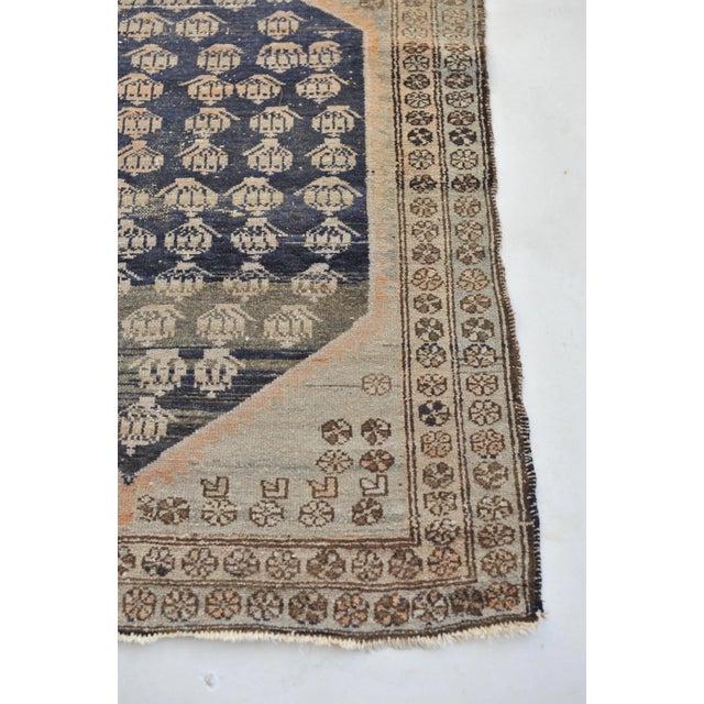 Boho Chic On Hold for Photoshoot* 1940s Apricot, Peach, Grey & Indigo Field of Boteh Rug, 3.3 X 4.5 For Sale - Image 3 of 10