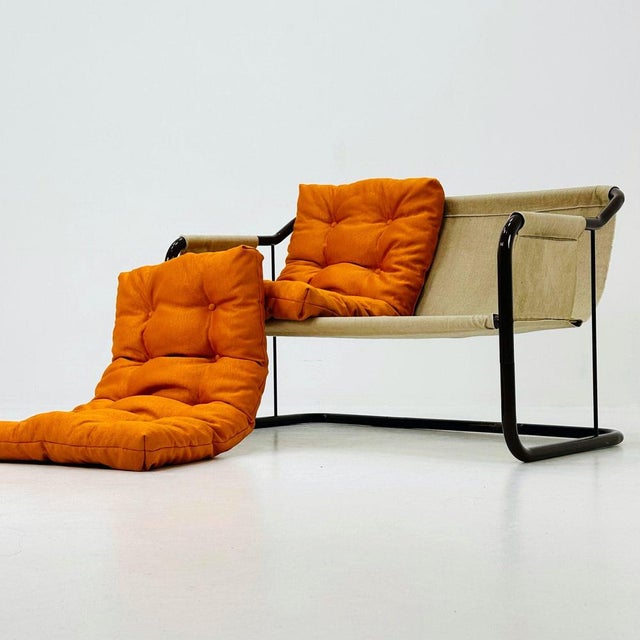 Bauhaus Tubular Canvas Sling Two-Seater Sofa, 1970s For Sale - Image 6 of 11