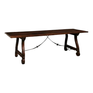 Mid 20th Century Spanish Walnut Trestle-Leg Table