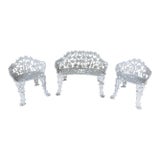 Vintage Grape Vine Pattern Cast Iron 3 Pc Garden Chair Set For Sale