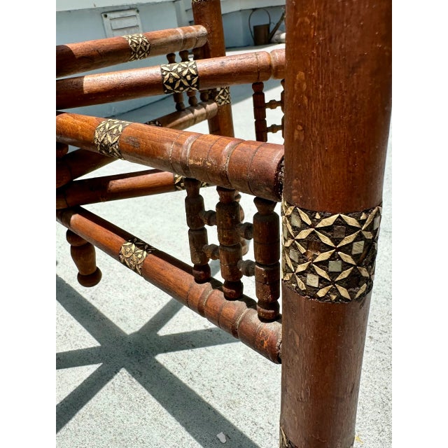 Late 19th Century Moorish Inlaid Six-Legged Folding Side Table and Brass Tray Top. For Sale - Image 5 of 12