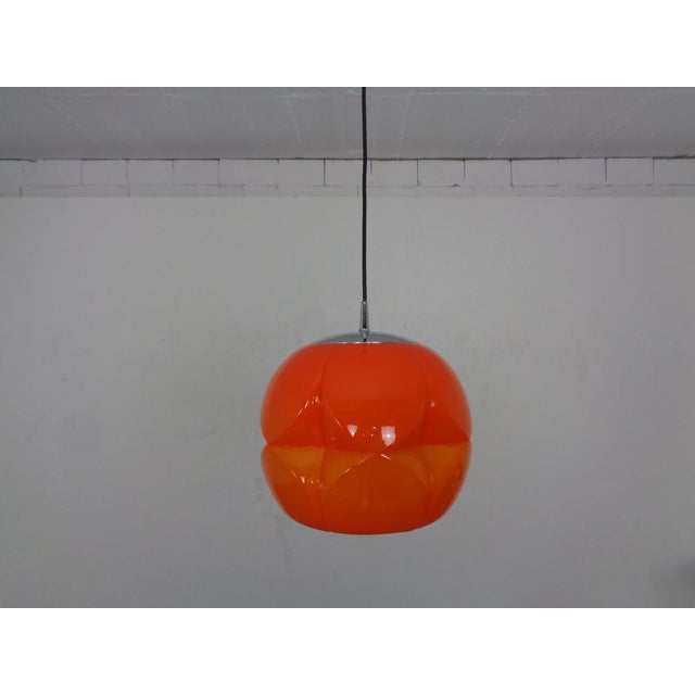 Orange Glass Ball Ceiling Lamp from Peill & Putzler, Germany, 1960s For Sale - Image 3 of 18