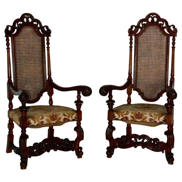 Pair of Spanish Baroque High Back Chairs For Sale - Image 11 of 11