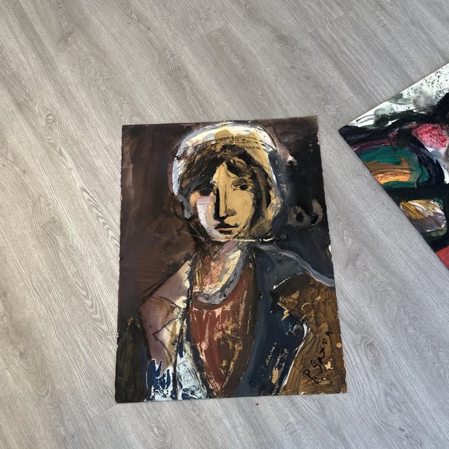 Contemporary Phil Saxon Unframed Mixed Media on Paper For Sale - Image 3 of 8