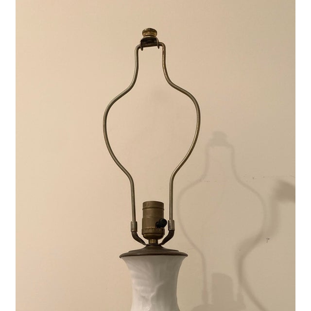 1940s Chinoiserie White Intaglio Porcelain Lamp For Sale - Image 5 of 8