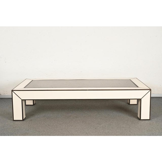 Green Mid-Century Italian Brass & White Formica Coffee Table, 1970s For Sale - Image 8 of 18