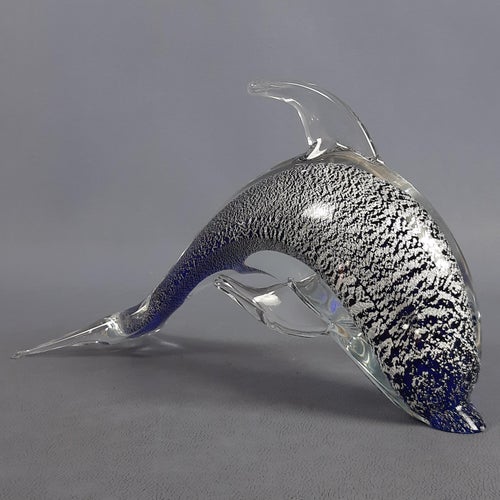 Sommerso Silver & Murano Glass Dolphin Sculpture by Fabio Tosi, 1970s Models & Figurines
