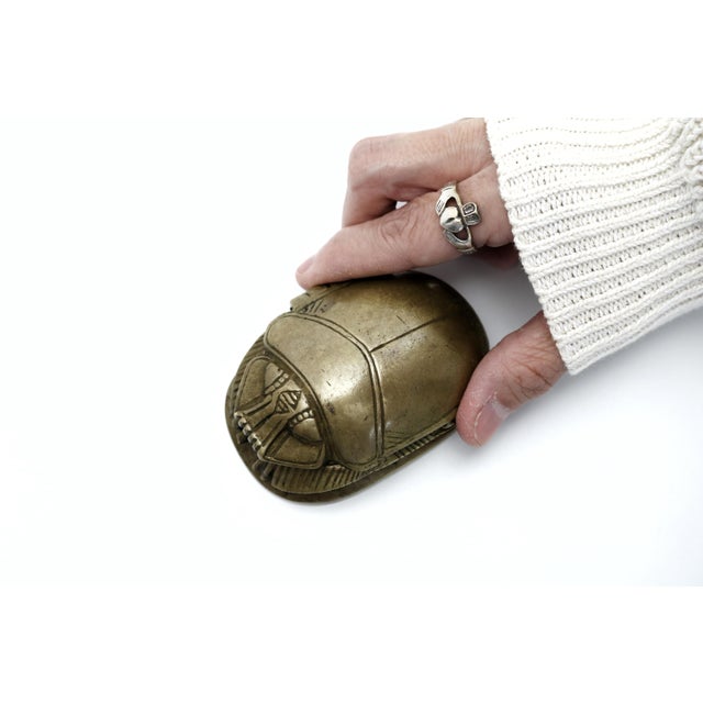 Figurative Vintage Brass Scarab Trinket Box For Sale - Image 3 of 12