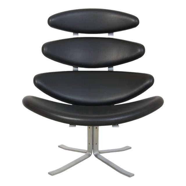 Vintage Corona Chair in Black Leather by Erik Jørgensen, 2020 For Sale