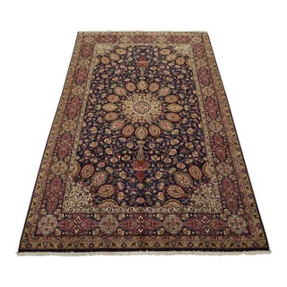 Tabriz Rug 6’6” X 9’7” Blue Wool Vintage Traditional Hand-Knotted Carpet For Sale
